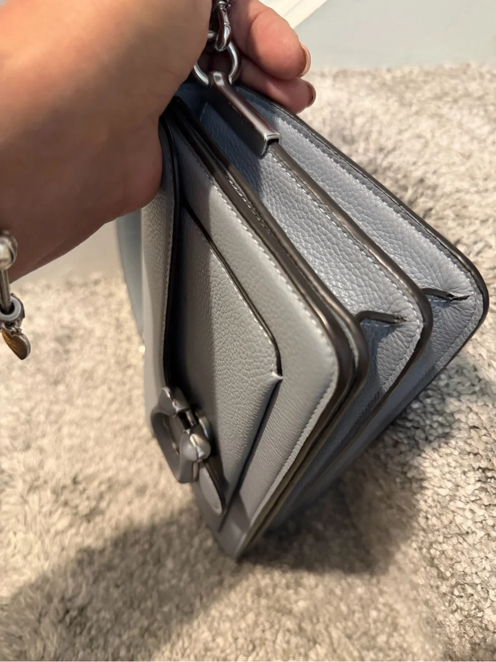 Coach Tabby Shoulder Bag 26 in the Grey Blue colorway.